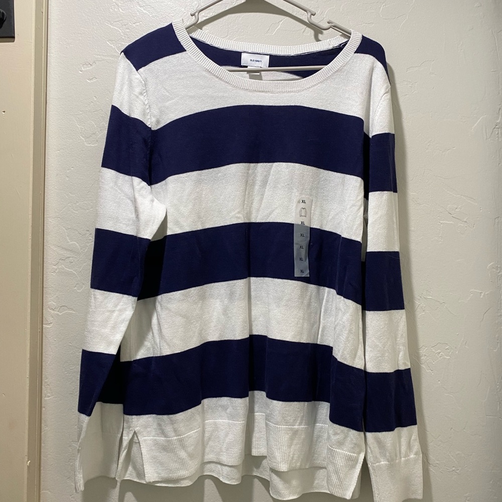 Old navy stripe blue navy white sweater size xxl